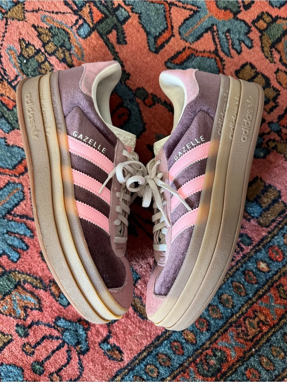 Adidas Gazelle Bold Women’s Size 8.5 | Shadow Brown, Warm Clay, Glow Pink | EUC